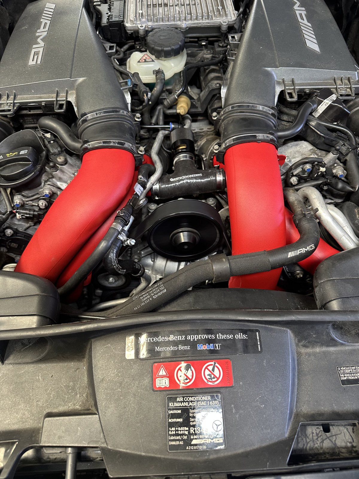 Mercedes-AMG E 63 — Powder coating engine pipes at N8's Place
